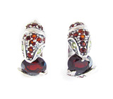 Серьги "Кобра" с гранатами и перидотами Серебро 925