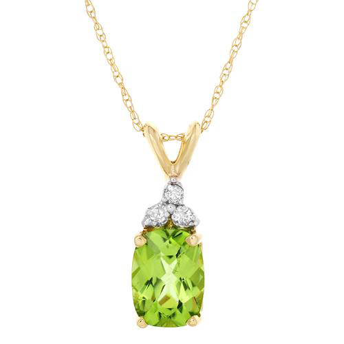 Подвеска с перидотом и бриллиантами + цепочка