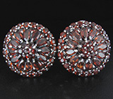 Роскошные cерьги с гранатами Серебро 925