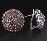 Роскошные cерьги с гранатами Серебро 925