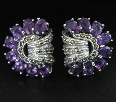 Эффектные серьги с аметистами