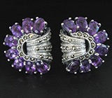 Эффектные серьги с аметистами Серебро 925