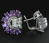 Эффектные серьги с аметистами Серебро 925