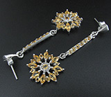 Серьги с золотистыми цитринами Серебро 925