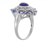 Кольцо с танзанитами и цирконами Серебро 925