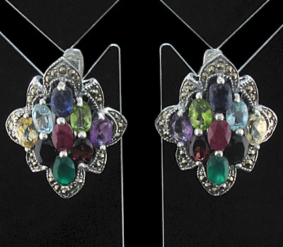 Замечательные серьги с самоцветами