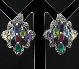Замечательные серьги с самоцветами Серебро 925