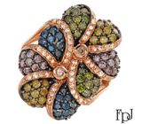 Кольцо от FPJ с разноцветными бриллиантами Золото