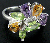 Кольцо из коллекции "Spring" с самоцветами Серебро 925