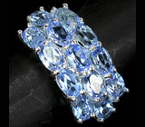Кольцо с чистейшими голубыми топазами Серебро 925