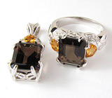 Комплект из коллекции "Spring" с дымчатыми топазами Серебро 925