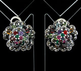 Прелестные серьги с самоцветами Серебро 925