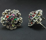 Прелестные серьги с самоцветами Серебро 925