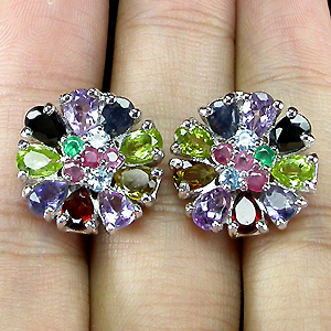 Праздничные серьги с самоцветами