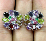 Праздничные серьги с самоцветами Серебро 925