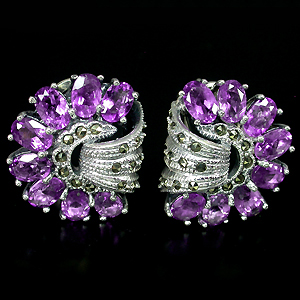 Эффектные cерьги с аметистами и марказитами