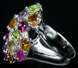 Роскошное кольцо с самоцветами Серебро 925