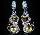 Серьги из коллекции «MultiStone» с самоцветами Серебро 925