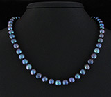 Ожерелье из цветного жемчуга с титановым и стальным отливом 