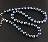 Ожерелье из цветного жемчуга с титановым и стальным отливом 