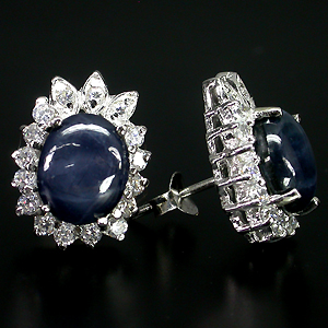 Серьги со звёздчатыми сапфирами