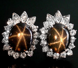 Серьги со звёздчатыми сапфирами Серебро 925