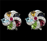 Великолепные серьги с самоцветами Серебро 925