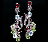 Серьги из коллекции «MultiStone» с самоцветами Серебро 925