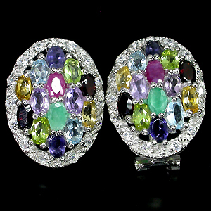 Праздничные серьги с самоцветами