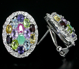 Праздничные серьги с самоцветами Серебро 925