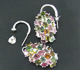 Серьги с разноцветными турмалинами Серебро 925