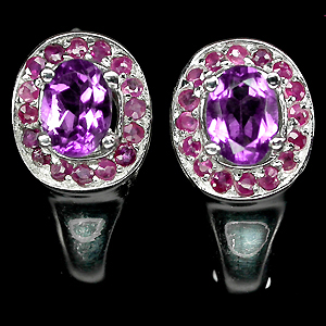 Серьги с аметистами и сапфирами