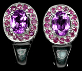 Серьги с аметистами и сапфирами Серебро 925