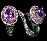 Серьги с аметистами и сапфирами Серебро 925