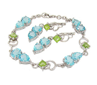 Комплект из коллекции "Spring" с топазами и перидотами