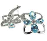 Серьги из коллекции "Spring" с голубыми топазами Серебро 925