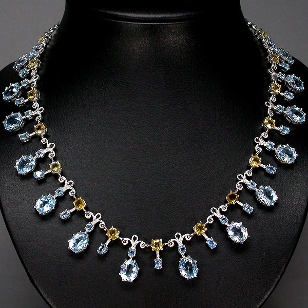 Элегантное колье с топазами и цитринами