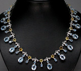 Элегантное колье с топазами и цитринами Серебро 925