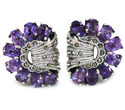 Эффектные cерьги с аметистами и марказитами