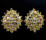 Роскошные серьги с золотистыми сапфирами Серебро 925