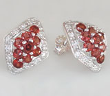 Симпатичные серьги с гранатами Серебро 925