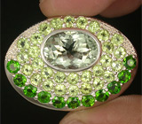 Комплект (кольцо + кулон) в зеленых тонах Серебро 925