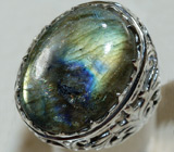 Крупное кольцо с лабрадоритом Серебро 925