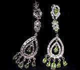 Элегантные серьги с перидотами Серебро 925