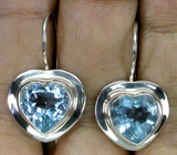 Изящные серьги с голубыми топазами Серебро 925