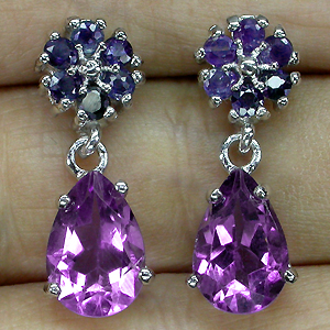 Серьги с аметистами и сапфирами