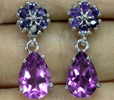 Серьги с аметистами и сапфирами Серебро 925
