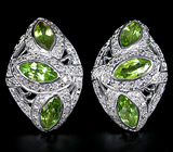 Замечательные серьги с перидотами Серебро 925