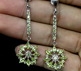 Великолепные серьги с перидотами Серебро 925