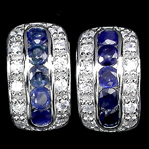 Эффектные серьги с синими сапфирами